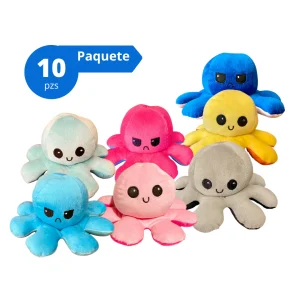 Pulpo Peluche Reversible 14x20cm 10 Piezas Mayoreo
