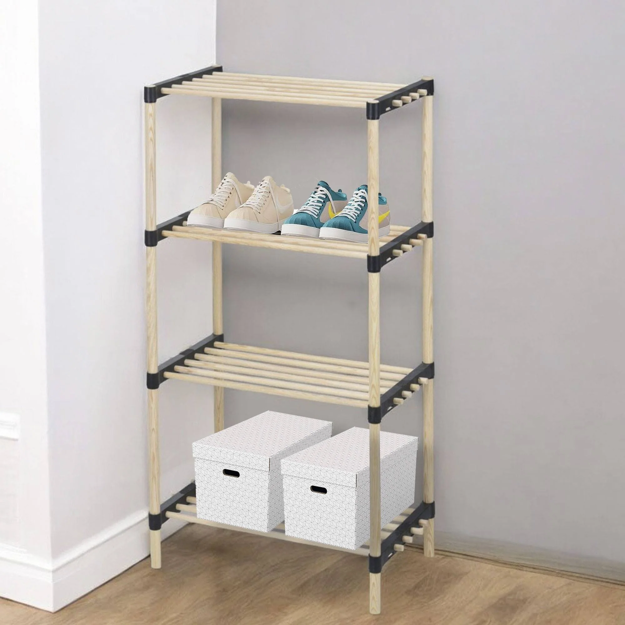 Well Home Zapatero De 4 Estantes En Madera Y Metal H.92,5cm - Imagen 4