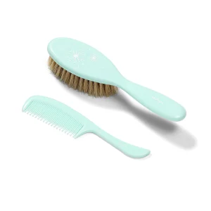 Babyono Set Cepillo Y Peine Con Cerdas Naturales Extra Suaves  Menta