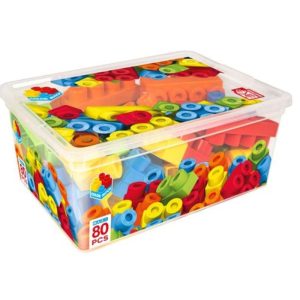CAJA BLOQUES CONSTRUCCION 80 PIEZAS COLORES