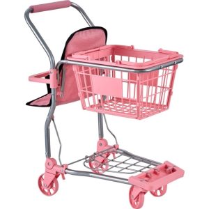 CARRO COMPRA ROSA CON SILLA PARA BEBE