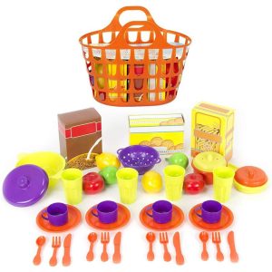 CESTA MENAJE CON 41 PIEZAS COLORES SURTIDOS