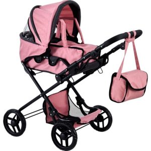 COCHE CAPOTA CON BOLSO ROSA NEGRO 83 CMS ALTO