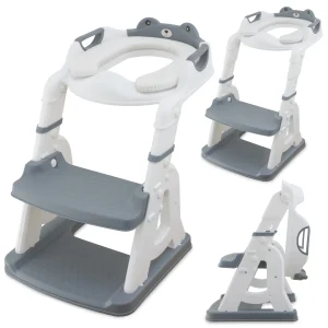 Escalera wc - Asiento Inodoro Infantil con Escalera  – Reductor WC para Niño o Niña, con Peldaños Antideslizantes y Asiento Suave – Entrenador de Baño para Niños de 1 a 7 Años