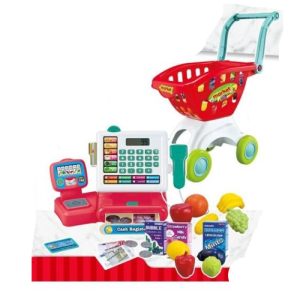 JUEGO CAJA REGISTRADORA CON CARRITO Y 35 ACCESORIOS
