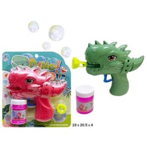 PISTOLA POMPAS DINOSAURIO 2 COLORES