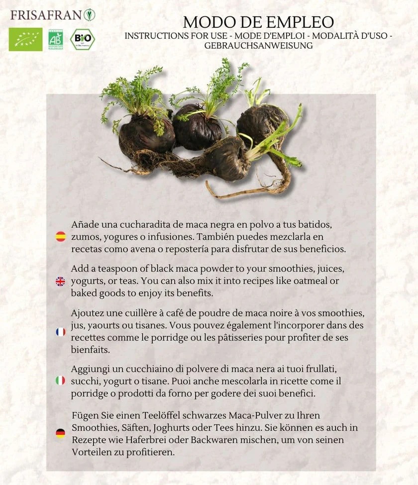 Maca Negra En Polvo Ecológica | Calidad | Frisafran 1 Kg - Imagen 5
