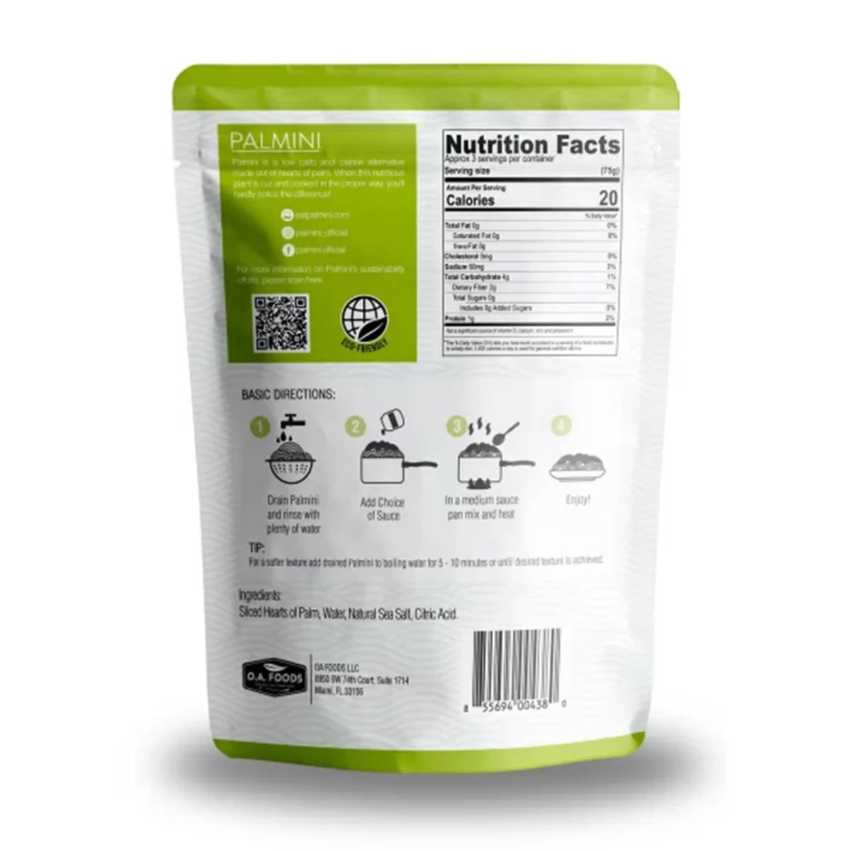 Pasta Linguine de palmito Palmini 338 g - Imagen 2